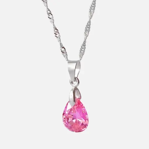 Cadena De Plata Singapur & Gota de Zircón 