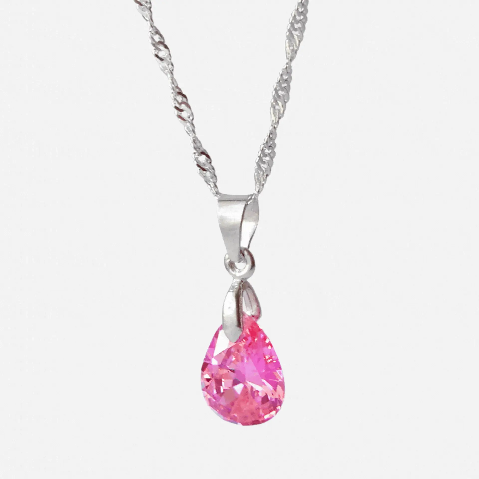 Cadena De Plata Singapur & Gota de Zircón  1