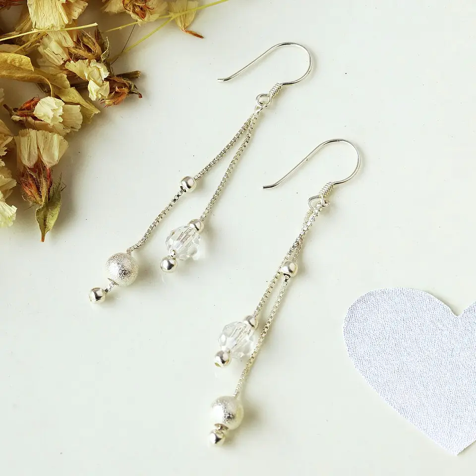 Aros De Plata 925 Estefania Con Cristales Swarovski 12