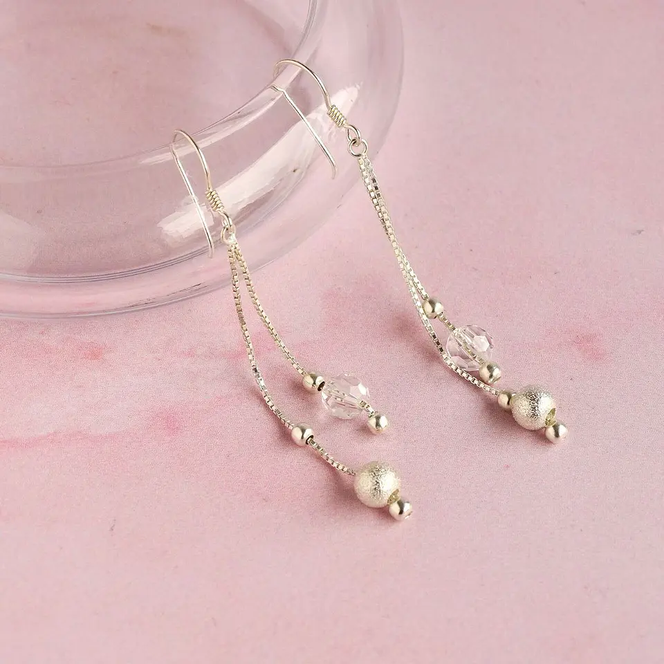 Aros De Plata 925 Estefania Con Cristales Swarovski 13