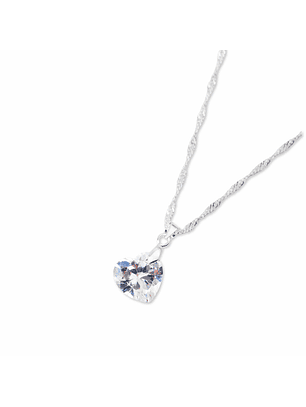 Cadena De Plata Singapur & Corazón De Zircón