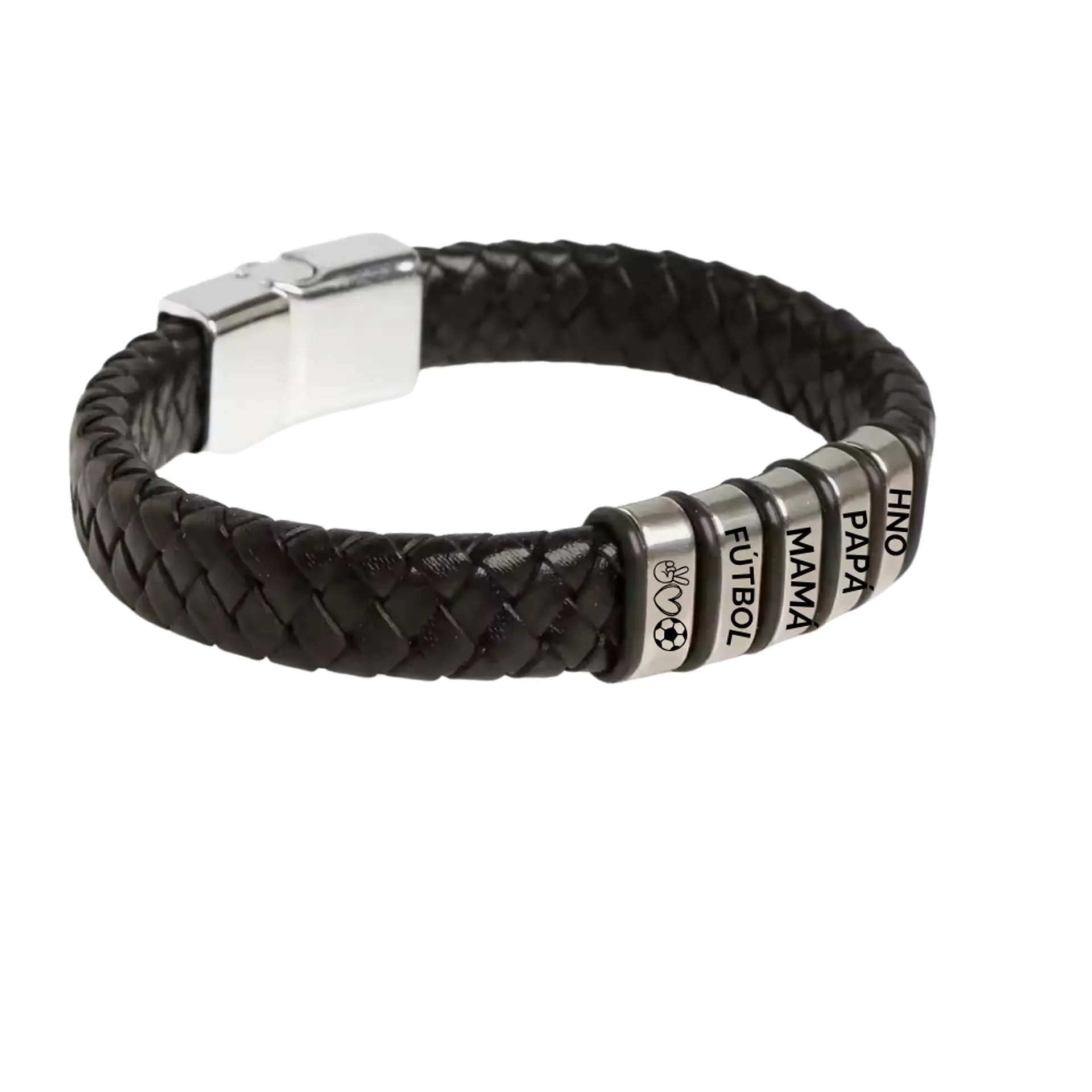 Pulsera de Cuero y Acero Línea X Personalizada 4