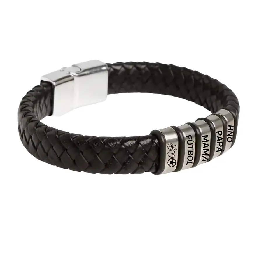 Pulsera de Cuero y Acero Línea X Personalizada 4