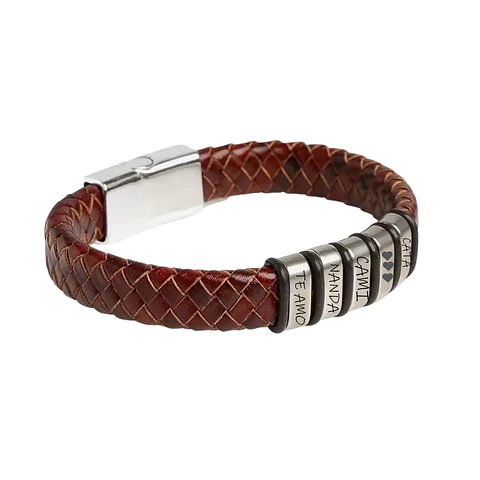 Pulsera de Cuero y Acero Linea X Personalizada
