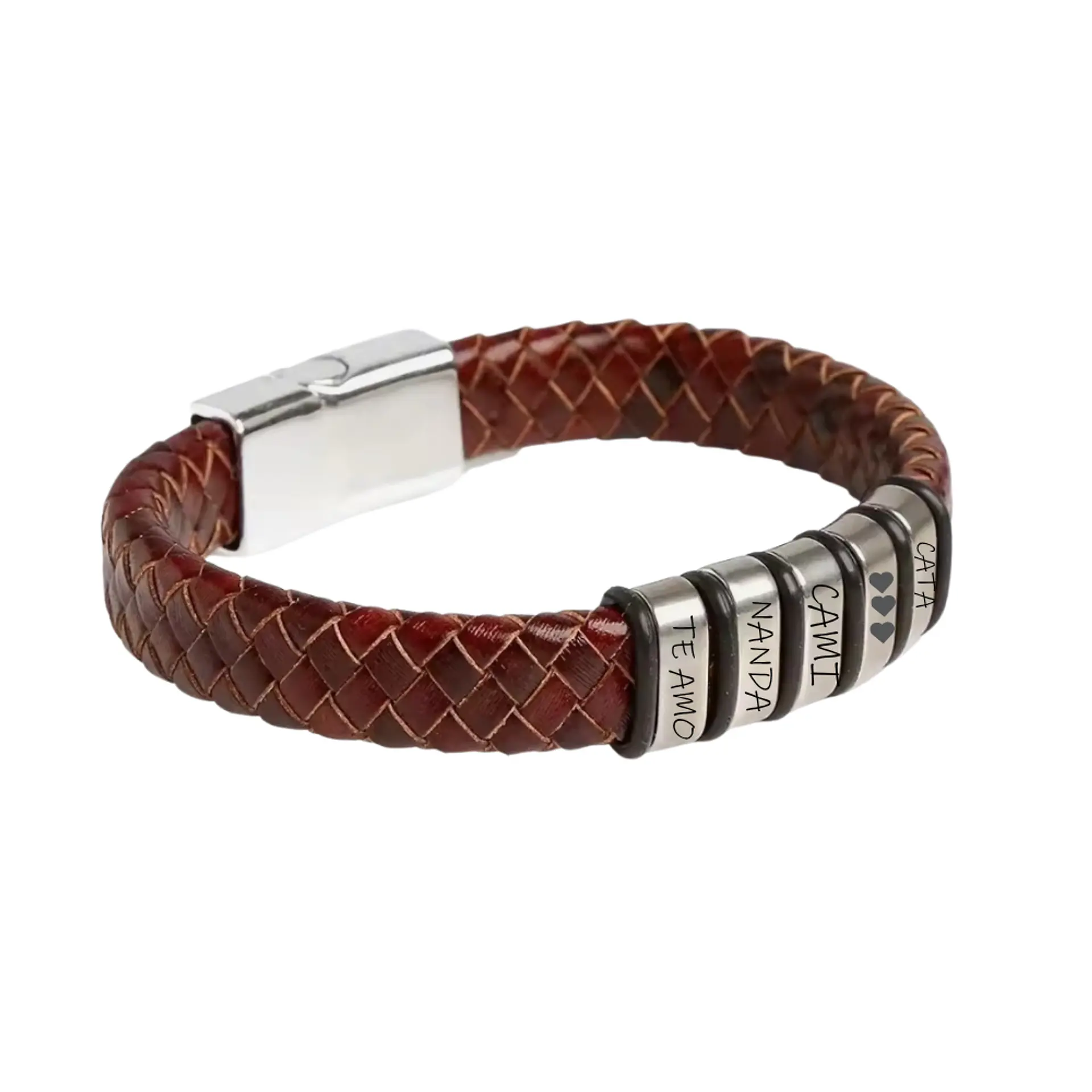 Pulsera de Cuero y Acero Línea X Personalizada 3