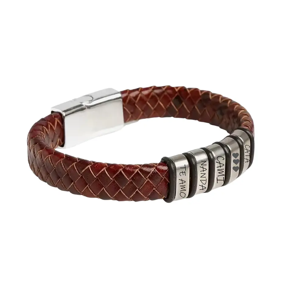 Pulsera de Cuero y Acero Línea X Personalizada 3