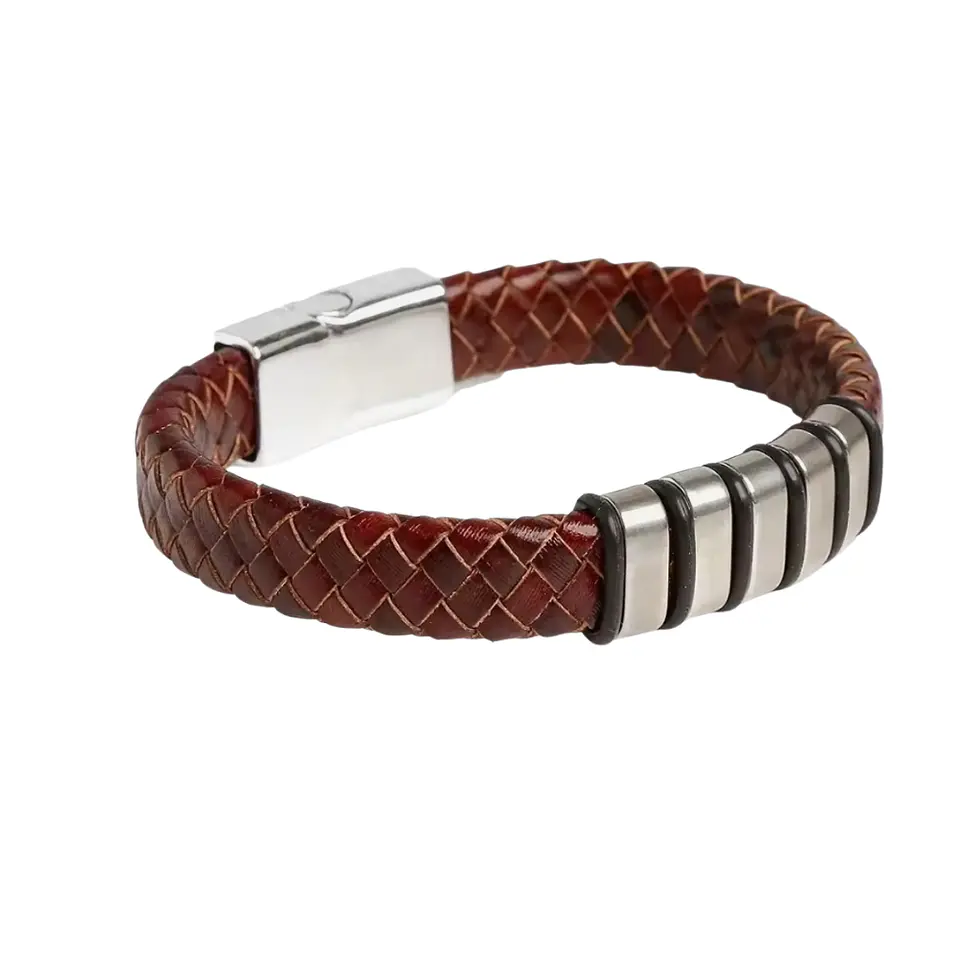 Pulsera de Cuero y Acero Línea X Personalizada 5