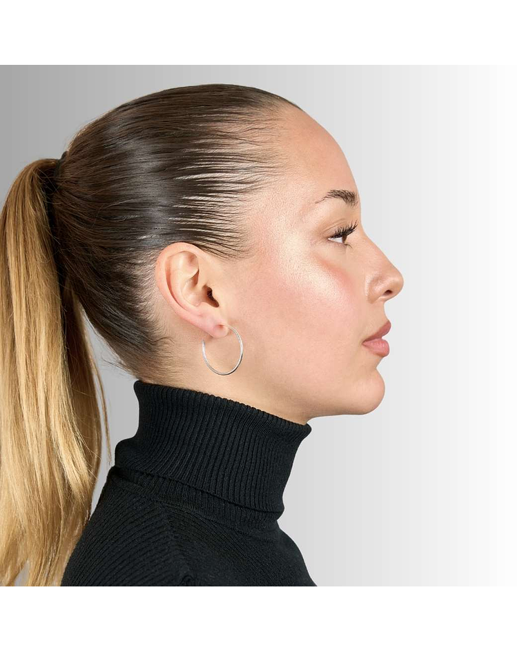 Aros De Plata 925 Argollas Lisa T 30mm  