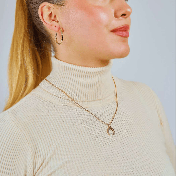 Collar De Plata Con Baño De Oro Luna Creciente 3