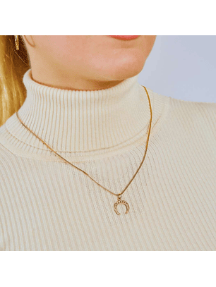 Collar De Plata Con Baño De Oro Luna Creciente