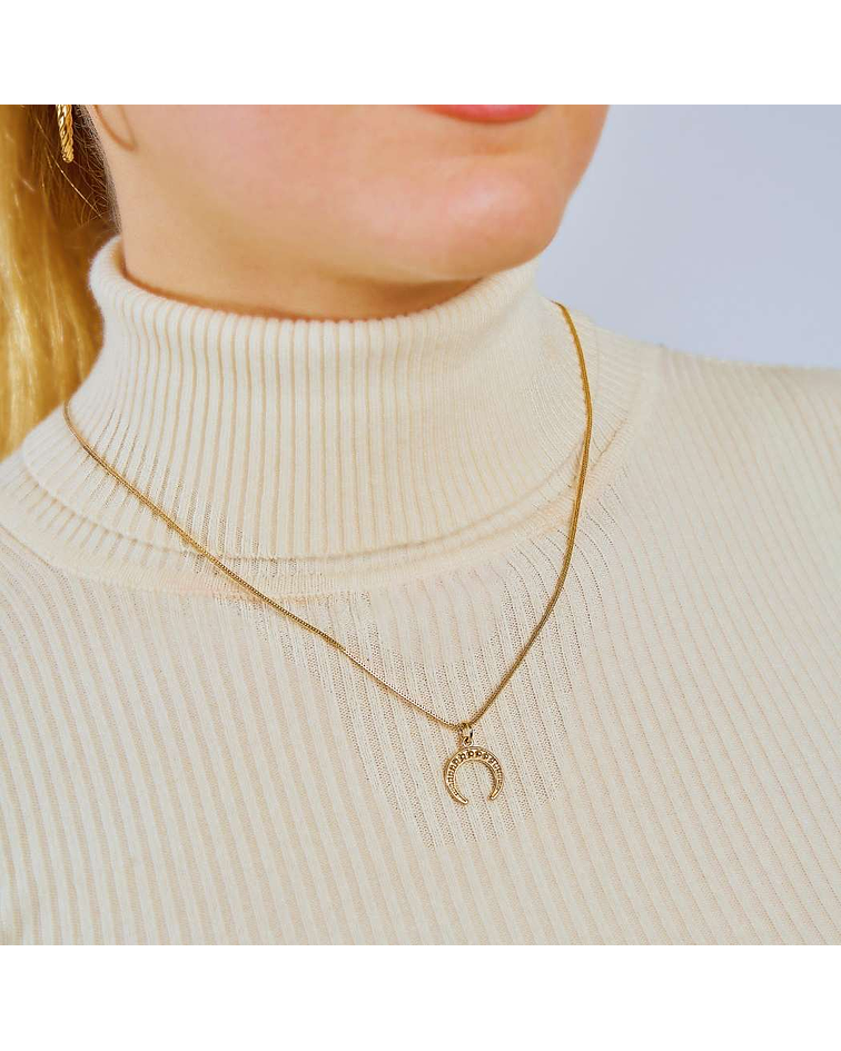 Collar De Plata Con Baño De Oro Luna Creciente