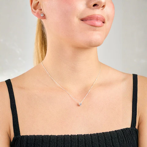 Collar De Plata 925 Punto de Luz