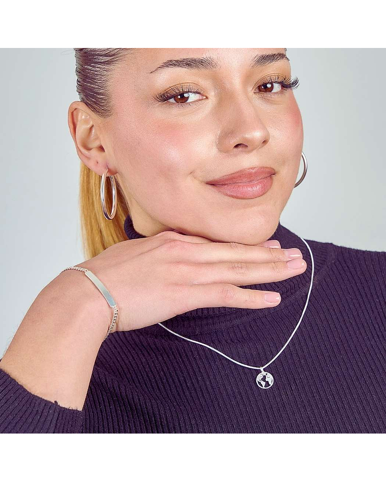 Cadena De Plata 925 Veneciana & Mapamundi