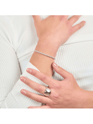 Pulsera De Plata Ley 925 Ajustable Con Bolitas 