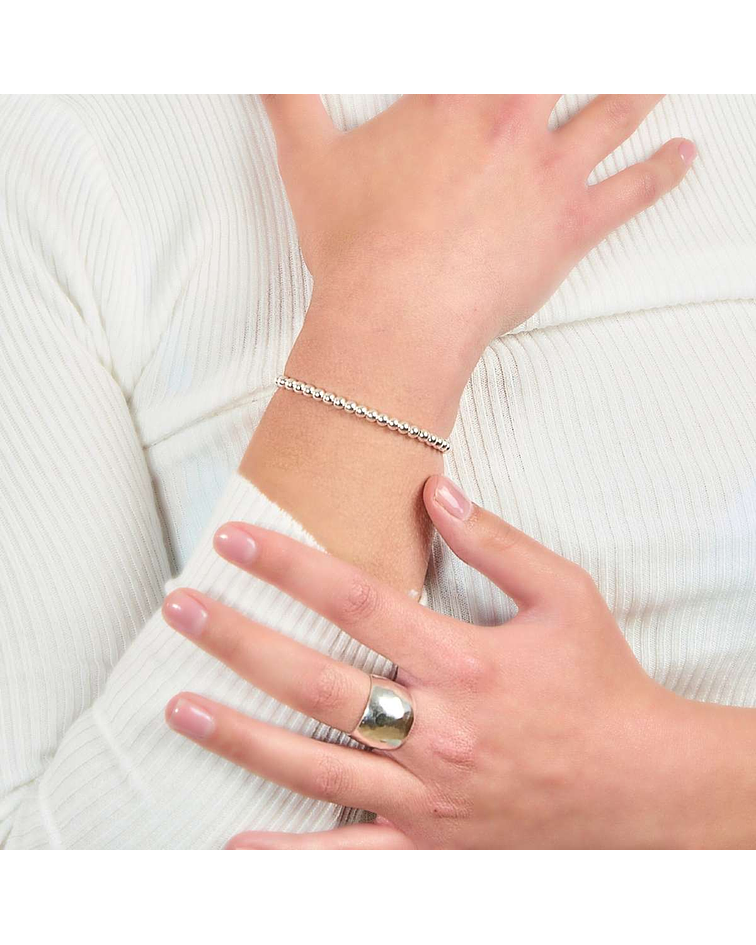 Pulsera De Plata Ley 925 Ajustable Con Bolitas 