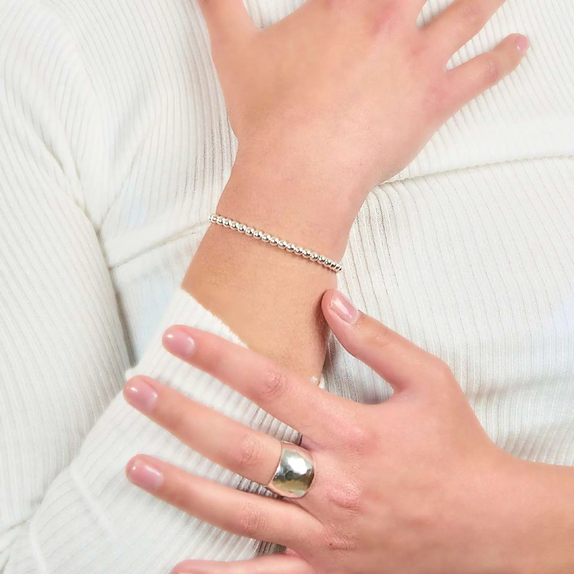Pulsera De Plata Ley 925 Ajustable Con Bolitas  2