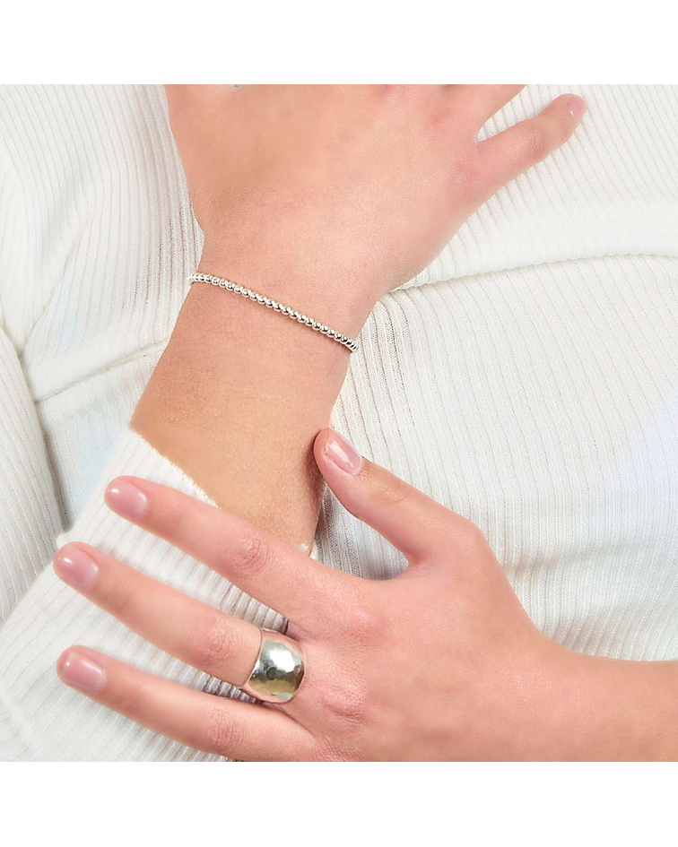 Pulsera De Plata Ley 925 Ajustable Con Bolitas F