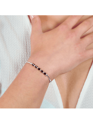 Pulsera De Plata 925 Ajustable Cristales Dark/Rose/Brillante