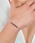 Pulsera De Plata 925 Ajustable Cristales Dark/Rose/Brillante