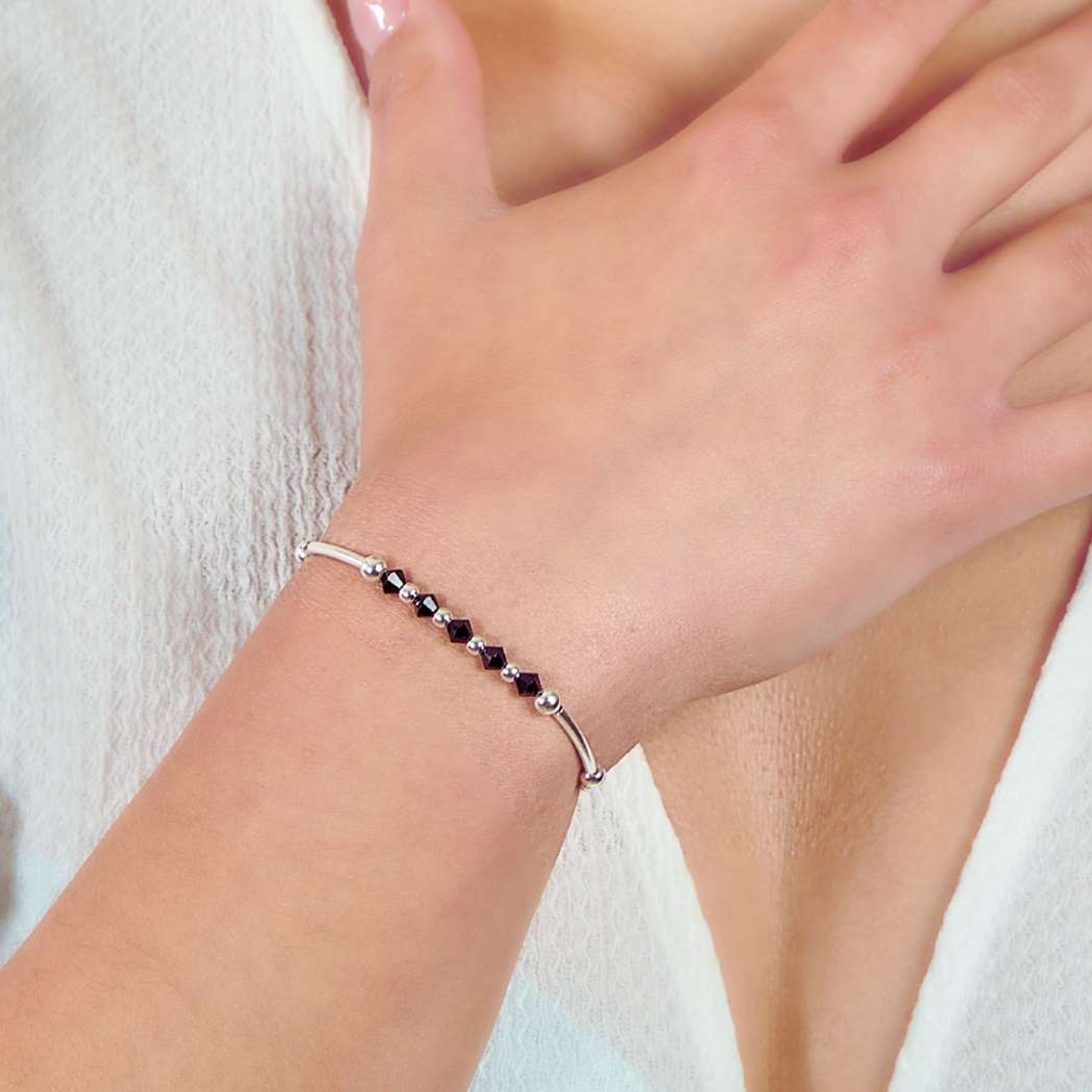 Pulsera De Plata 925 Ajustable Cristales Dark/Rose/Brillante 2