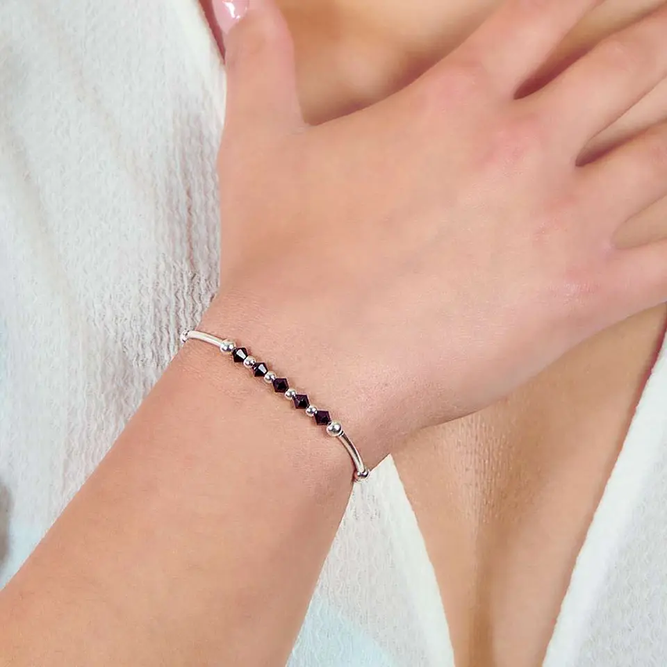 Pulsera De Plata 925 Ajustable Cristales Dark/Rose/Brillante 2