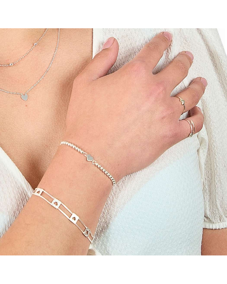 Pulsera De Plata 925 Ajustable de Corazón