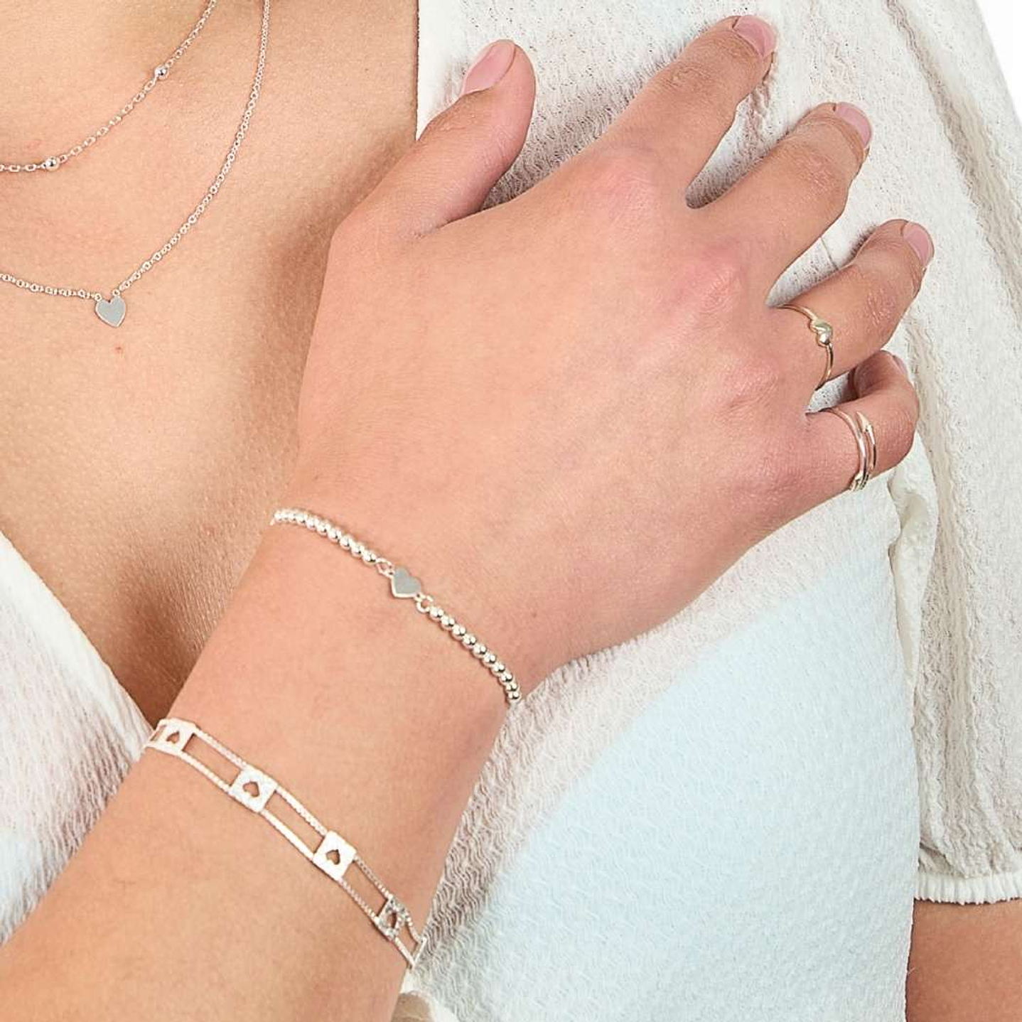 Pulsera De Plata 925 Ajustable de Corazón 2