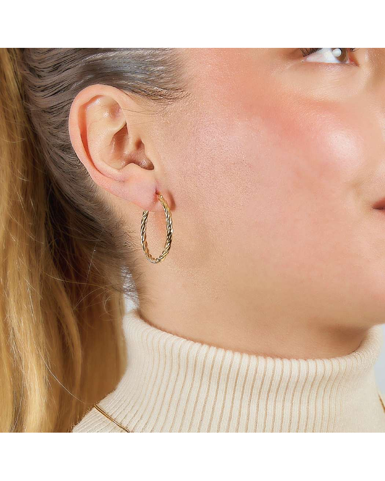 Aros De Plata Con Baño De Oro Argollas Concon