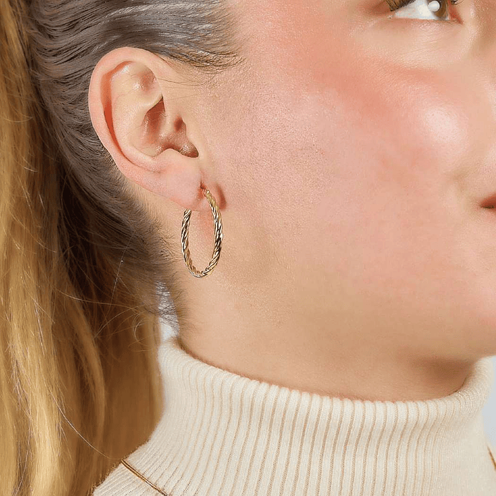 Aros De Plata Con Baño De Oro Argollas Concon 2