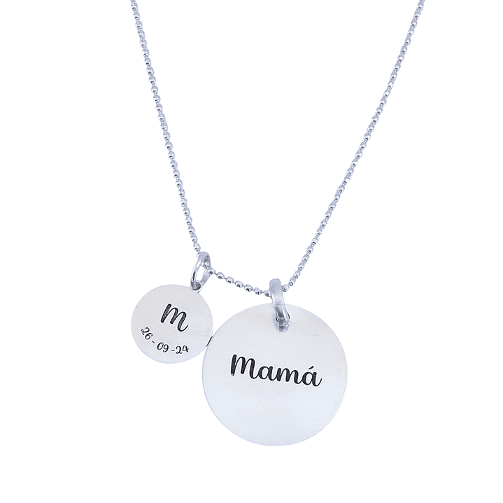 Cadena de Plata 925 con Colgante Mamá Personalizado 1