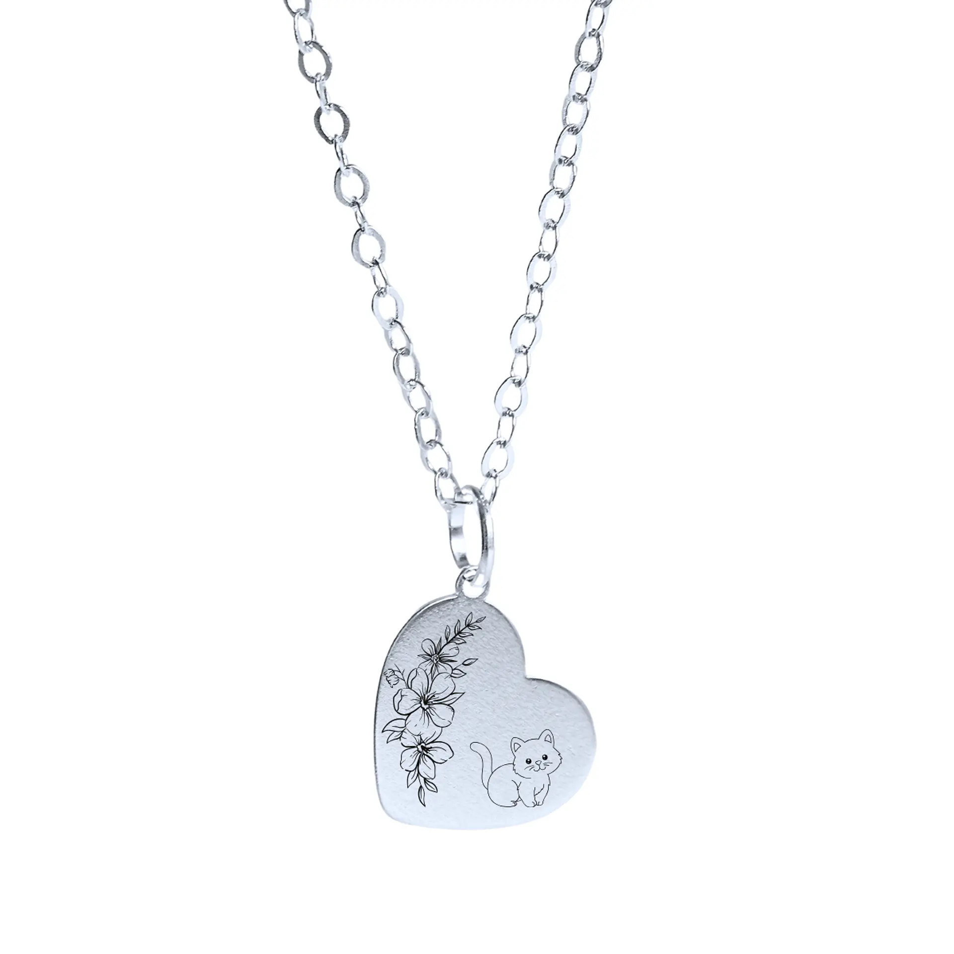 Cadena de Plata 925 & Corazón Inclinado Personalizable 1