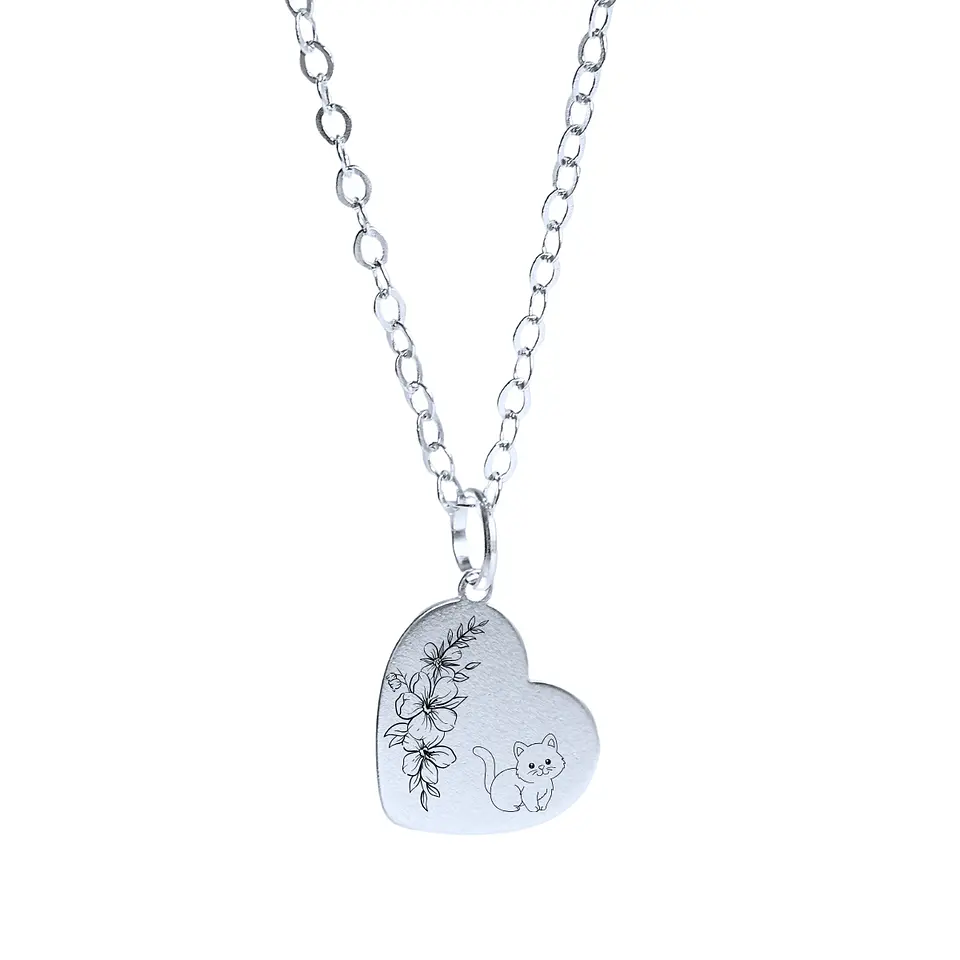 Cadena de Plata 925 & Corazón Inclinado Personalizable 1