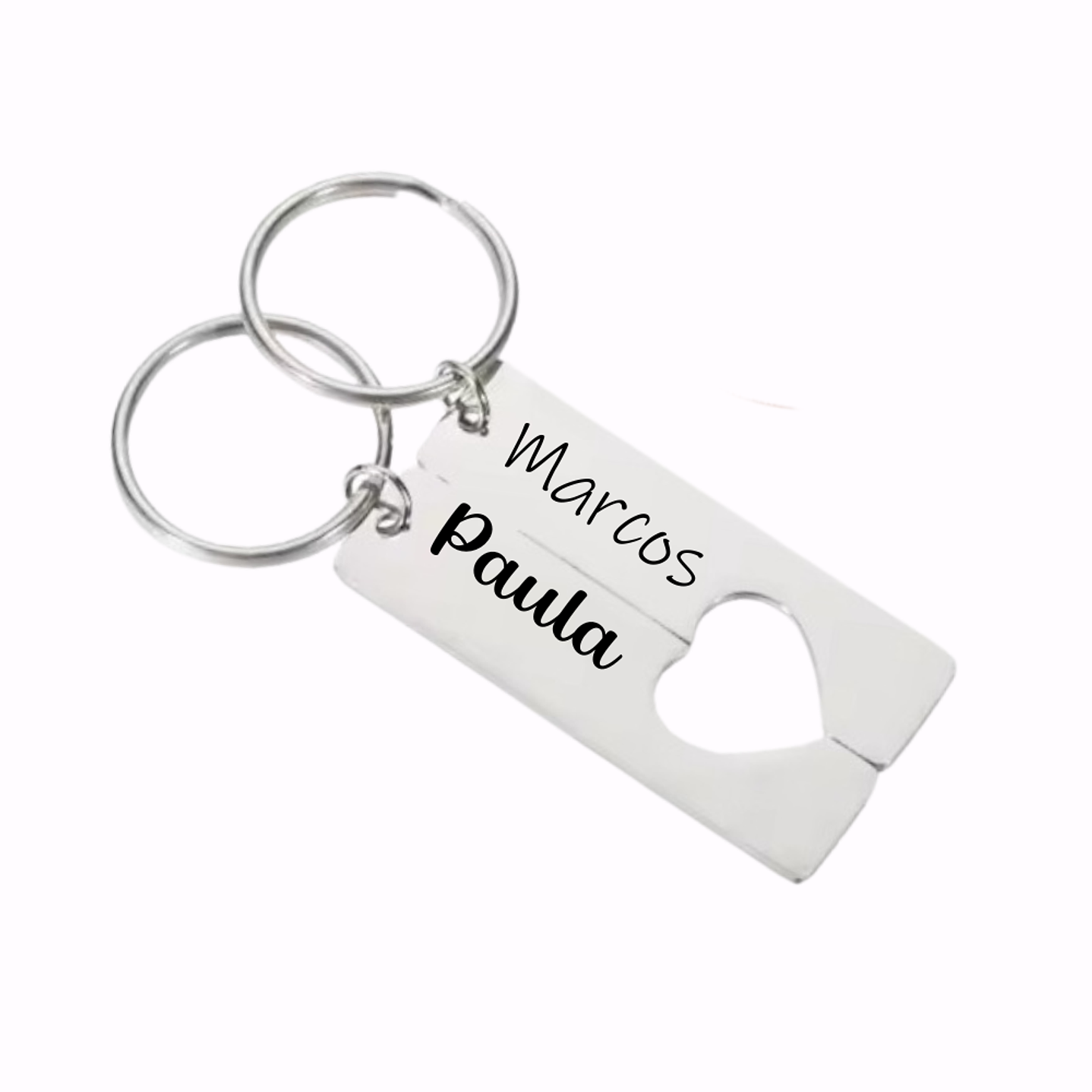 Llaveros Doble de Corazón Pareja Personalizado 3