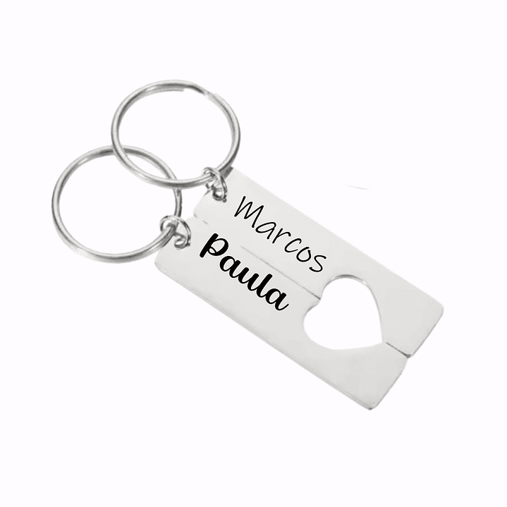 Llaveros Doble de Corazón Pareja Personalizado 3