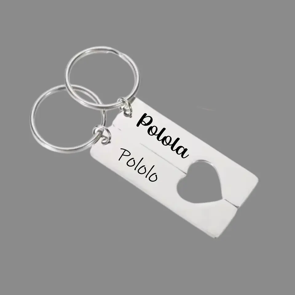 Llaveros Doble de Corazón Pareja Personalizado 2