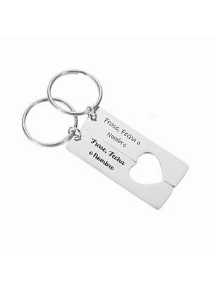 Llaveros Doble de Corazón Pareja Personalizado