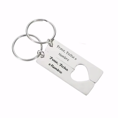 Llaveros Doble de Corazón Pareja Personalizado
