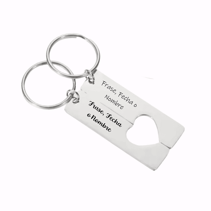 Llaveros Doble de Corazón Pareja Personalizado 1