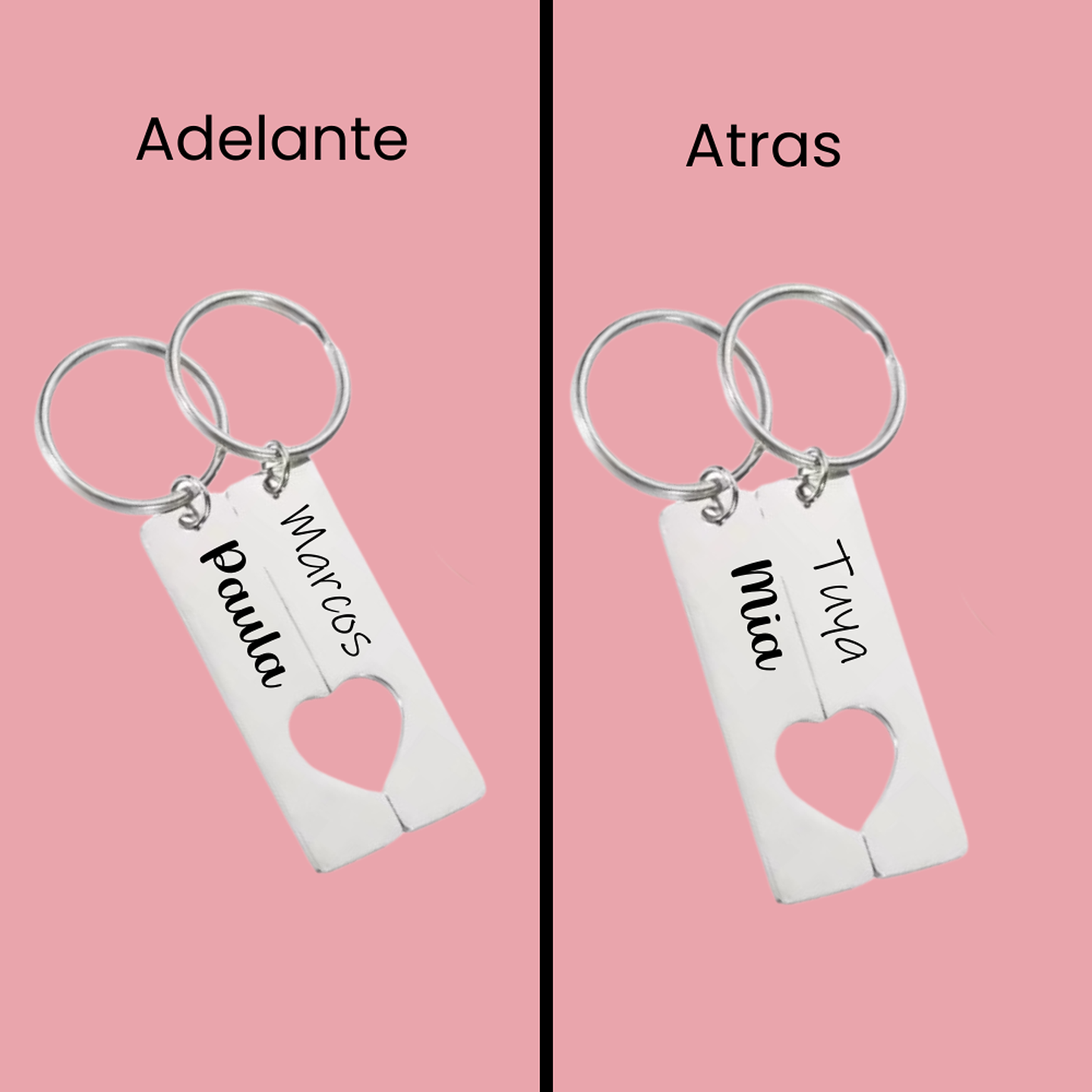 Llaveros Doble de Corazón Pareja Personalizado 9