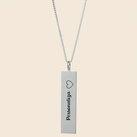 Cadena de Plata 925 & Colgante Barra Personalizado