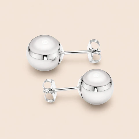 Aritos De Plata 925 Bolitas 8mm