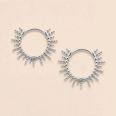 Aros De Plata Con Baño De Oro Argollas Sol Plateado