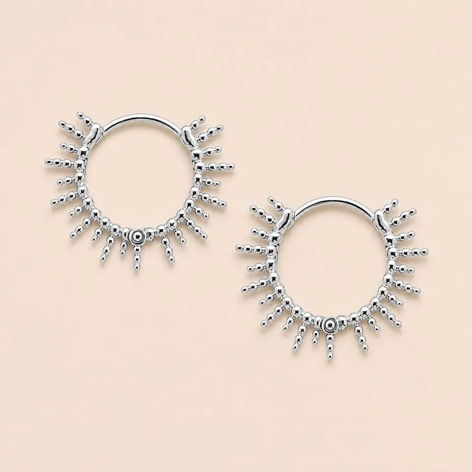 Aros De Plata Con Baño De Oro Argollas Sol Plateado 1
