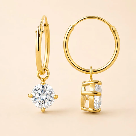 Aros De Plata Con Baño Argollas Punto de Luz