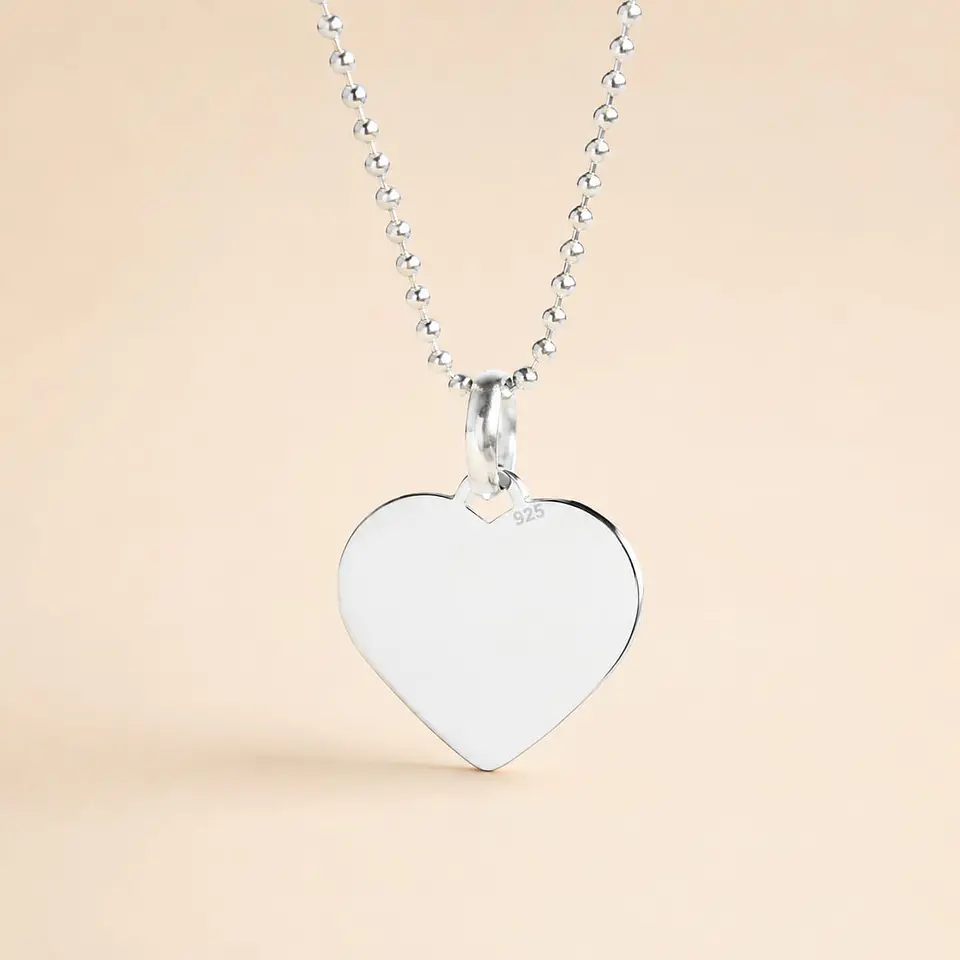 Cadena de Plata 925 & Corazón Clásico Personalizable 1