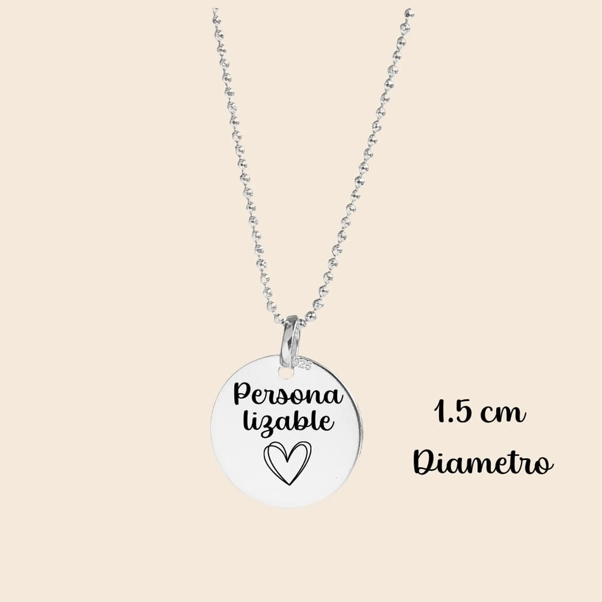 Collar Medalla Classic Personalizable Plata 925 1