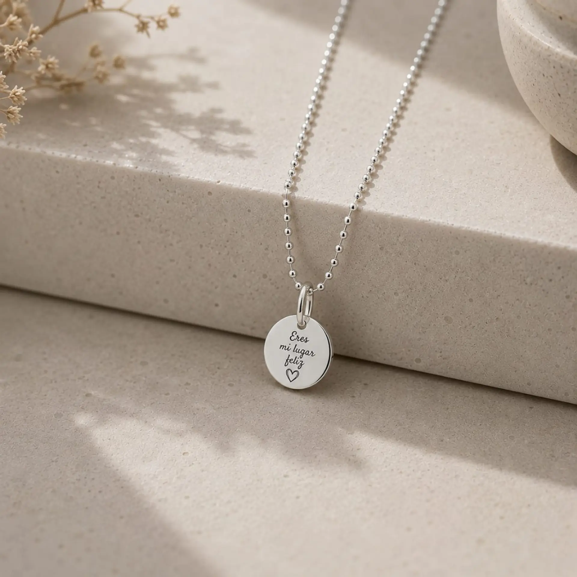 Collar Medalla Delicate Personalizable Plata 925 5