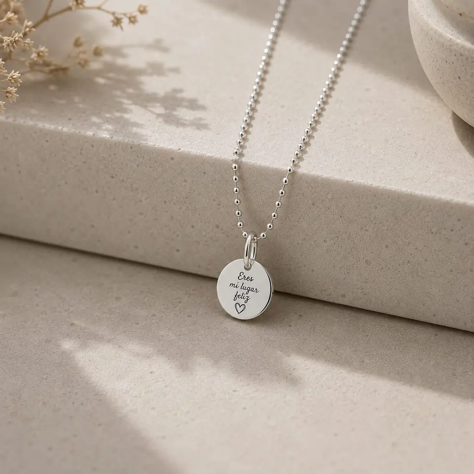 Collar Medalla Delicate Personalizable Plata 925 5