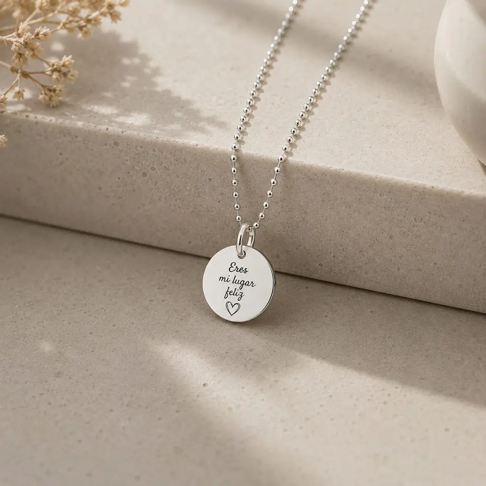 Collar Medalla Classic Personalizable Plata 925 5