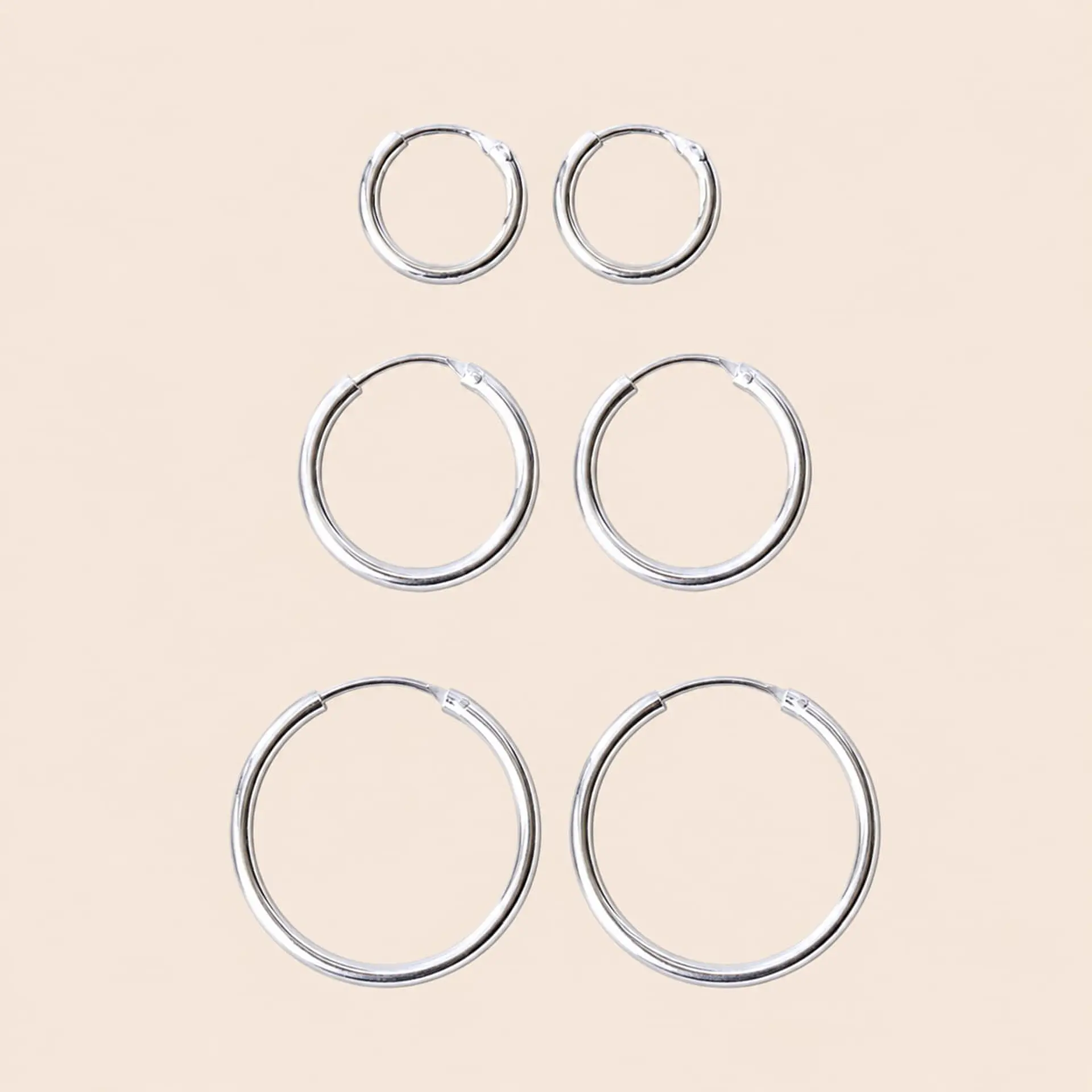 Set 3 Pares Argollas Plata 925 — 10mm, 14mm y 20mm 1